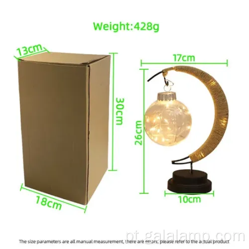 Lâmpada de lua encantada exclusiva com efeitos estrelados cintilantes